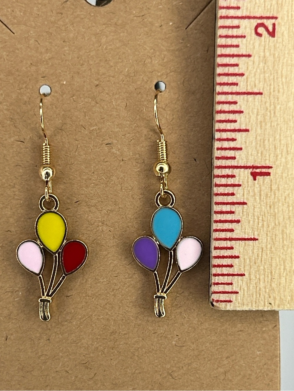 *LAST SET* Gold Balloon Cluster Earrings in Multicolor Fashion Jewelry - Picture 2 of 3